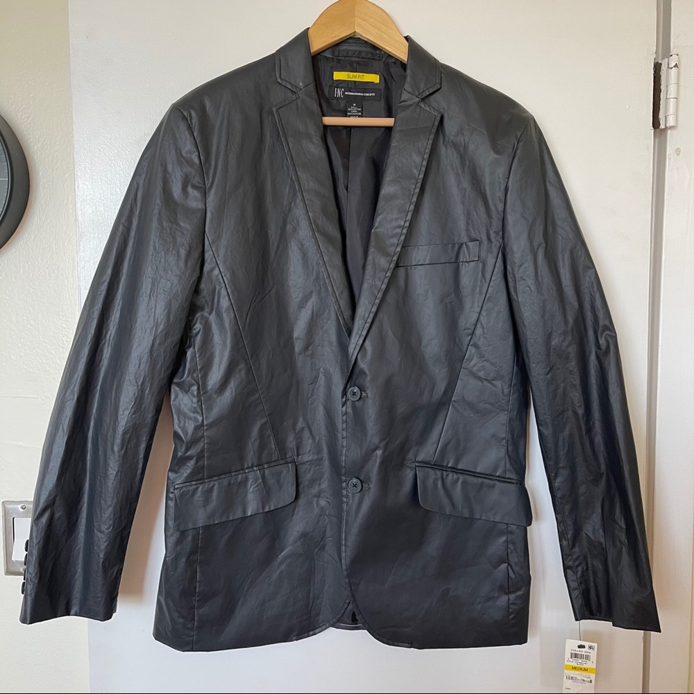 INC Macy’s brand Black Vinyl Blazer Medium